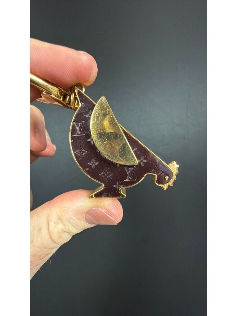 Louis Vuitton Black Enamel Gold Rooster Bag Charm